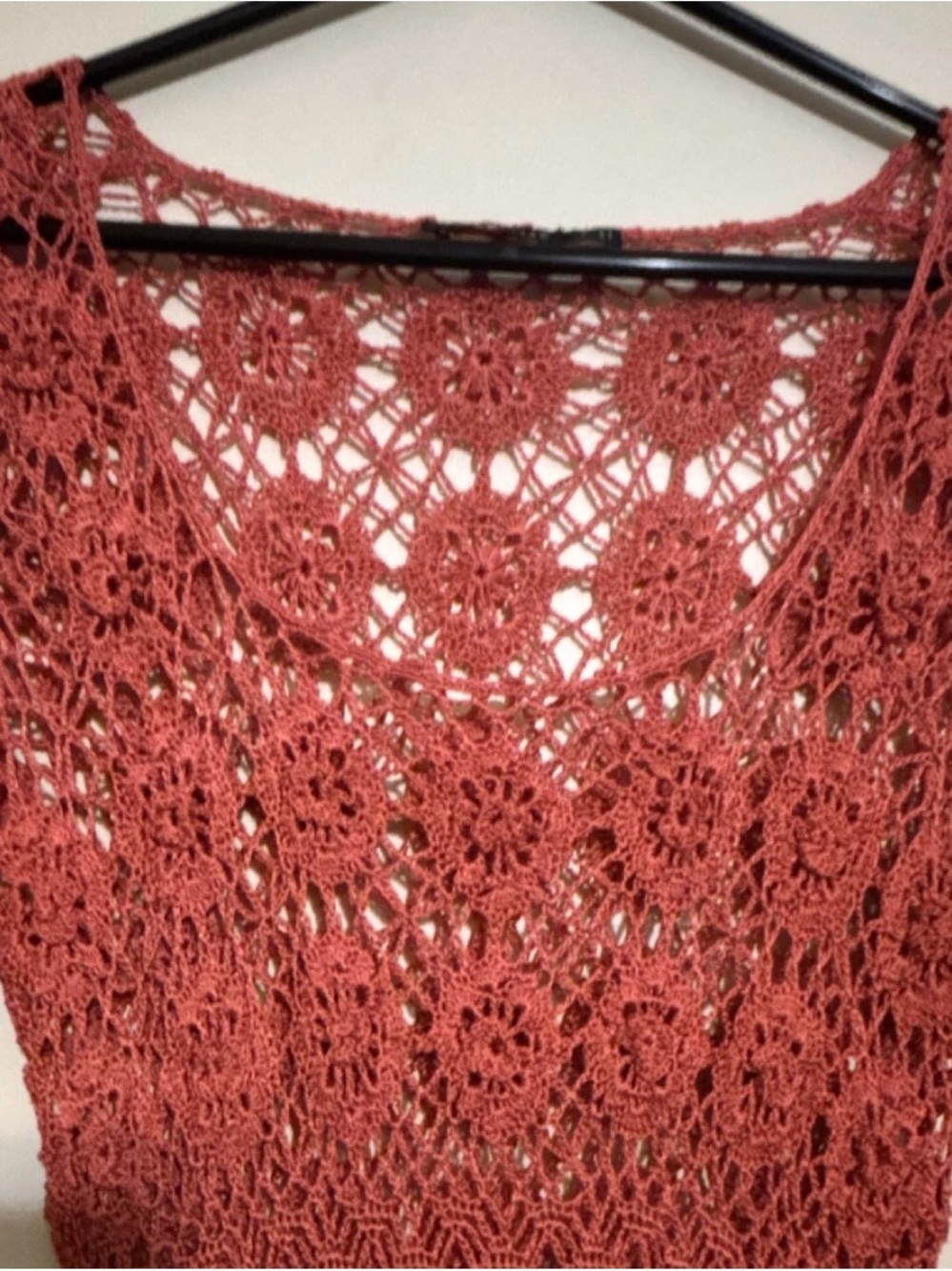 The Limited Crochet Floral Tank Top in Rust